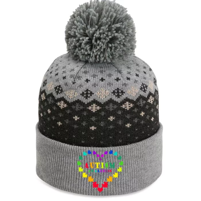 Autism Awareness Rainbow Puzzles Of Love The Baniff Cuffed Pom Beanie