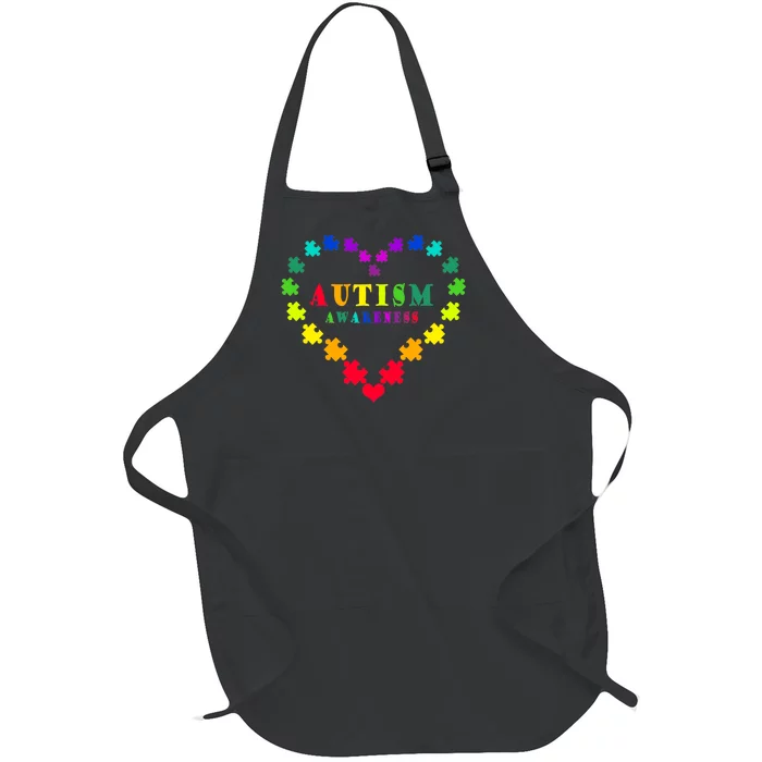 Autism Awareness Rainbow Puzzles Of Love Full-Length Apron With Pocket