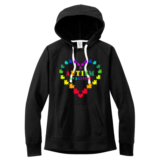 Autism Awareness Rainbow Puzzles Of Love Women's Fleece Hoodie