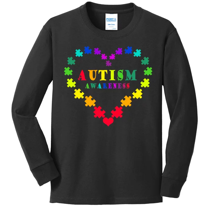 Autism Awareness Rainbow Puzzles Of Love Kids Long Sleeve Shirt