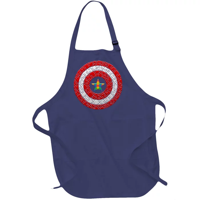 Autism Awareness Star Hero Shield Full-Length Apron With Pocket