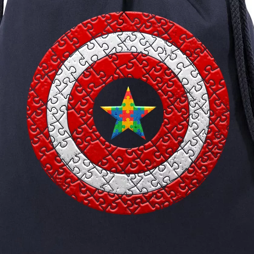 Autism Awareness Star Hero Shield Drawstring Bag