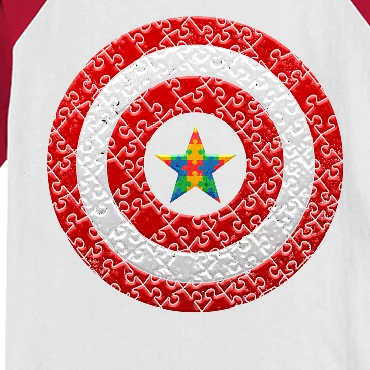 Autism Awareness Star Hero Shield Kids Colorblock Raglan Jersey