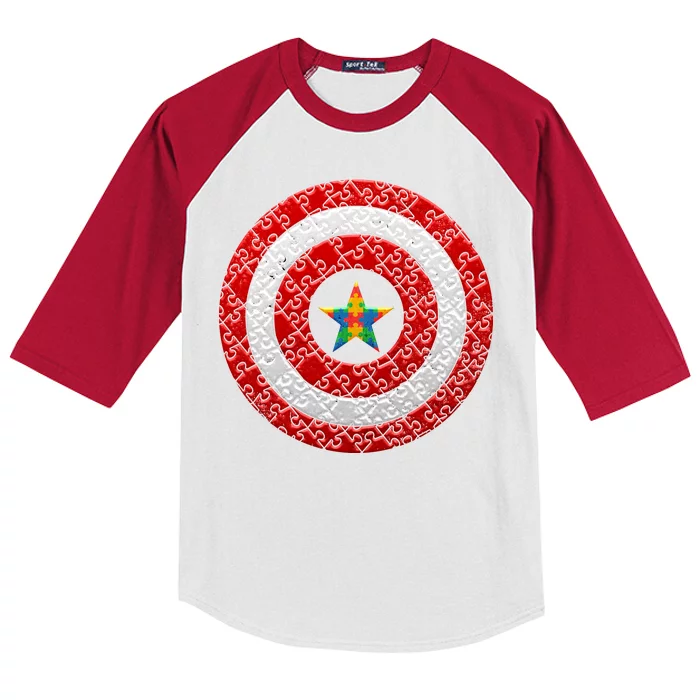 Autism Awareness Star Hero Shield Kids Colorblock Raglan Jersey