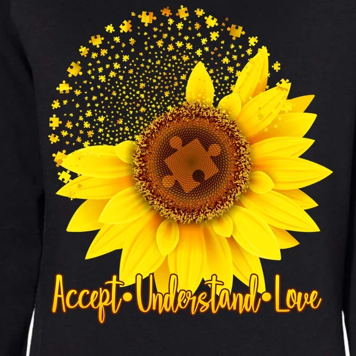 Autism Awareness Sunflower Puzzle Womens California Wash Sweatshirt