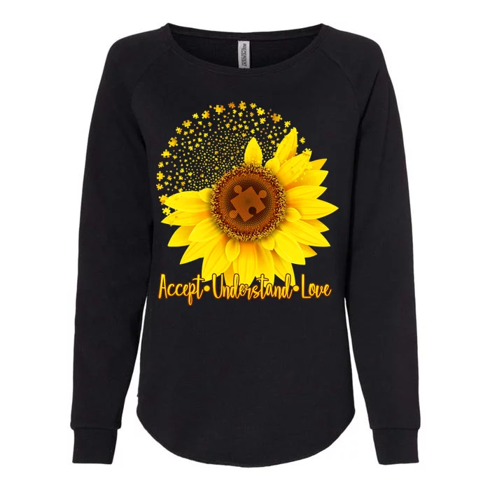 Autism Awareness Sunflower Puzzle Womens California Wash Sweatshirt