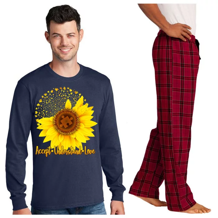 Autism Awareness Sunflower Puzzle Long Sleeve Pajama Set