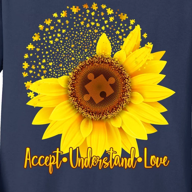 Autism Awareness Sunflower Puzzle Kids Long Sleeve Shirt