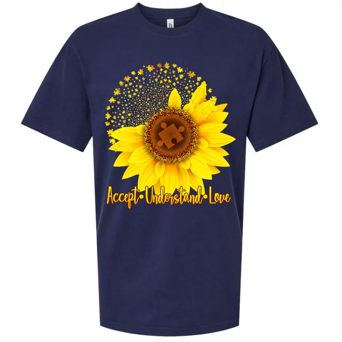 Autism Awareness Sunflower Puzzle Sueded Cloud Jersey T-Shirt