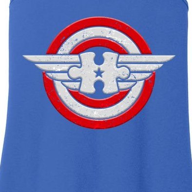 Autism Awareness Superhero Shield Crest Ladies Essential Tank
