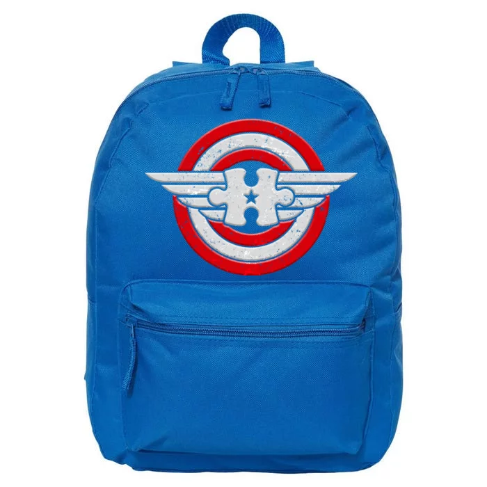 Autism Awareness Superhero Shield Crest 16 in Basic Backpack