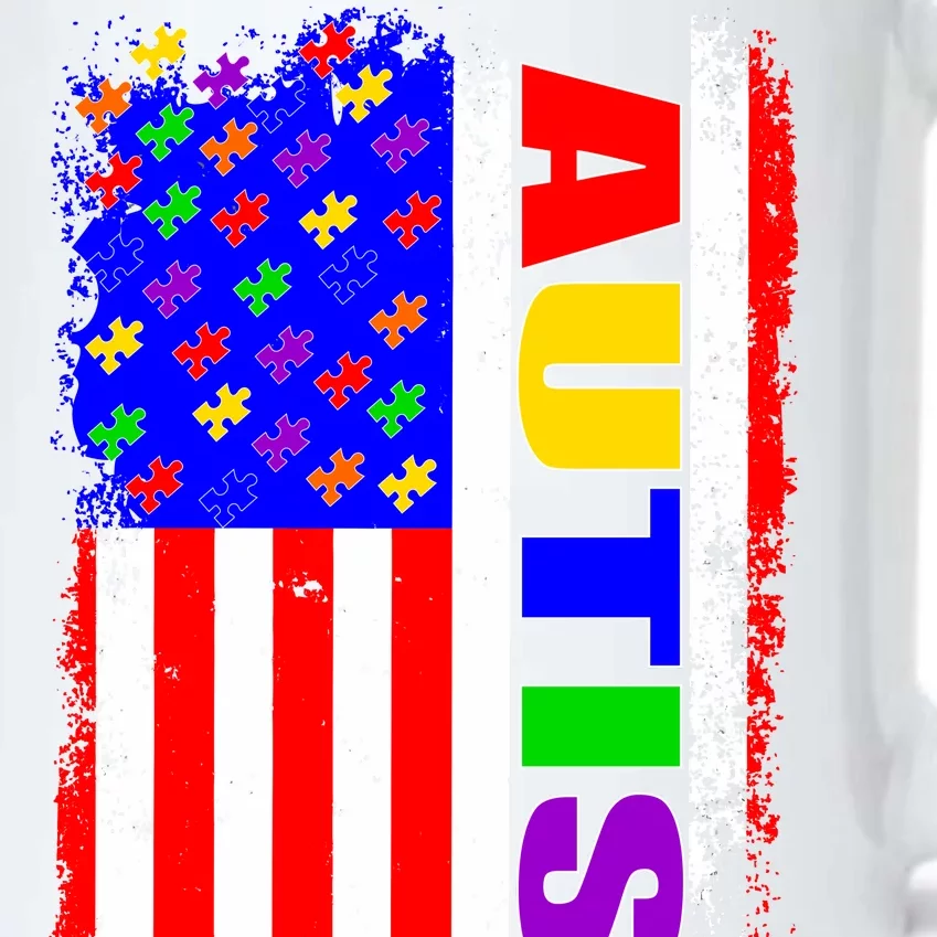 Autism Awareness USA Puzzle Rainbow Flag Black Color Changing Mug