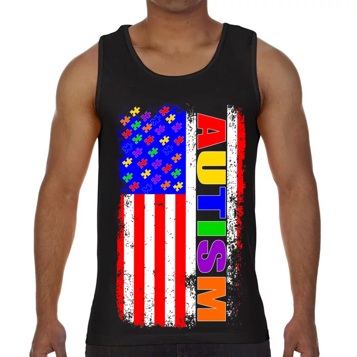 Autism Awareness USA Puzzle Rainbow Flag Comfort Colors® Tank Top