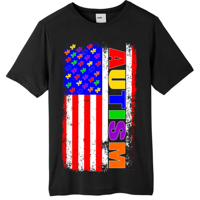 Autism Awareness USA Puzzle Rainbow Flag ChromaSoft Performance T-Shirt