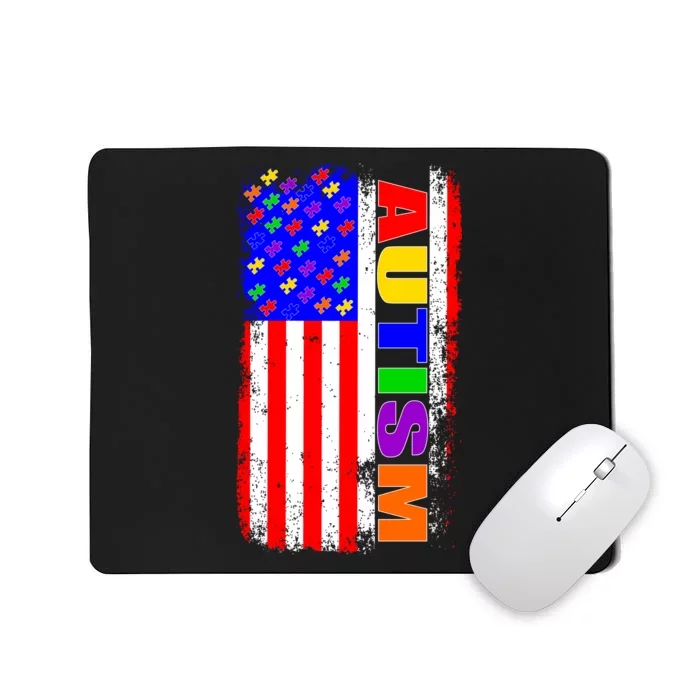 Autism Awareness USA Puzzle Rainbow Flag Mousepad