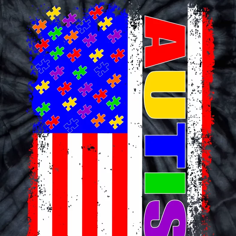 Autism Awareness USA Puzzle Rainbow Flag Tie-Dye T-Shirt