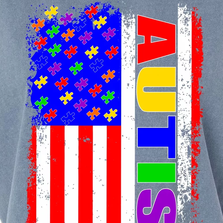 Autism Awareness USA Puzzle Rainbow Flag Garment-Dyed Women's Muscle Tee