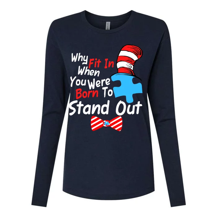 Autism Awareness Why Fit In When You Were Born To Stand Out Puzzle Womens Cotton Relaxed Long Sleeve T-Shirt