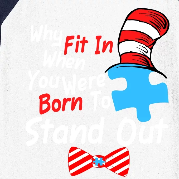 Autism Awareness Why Fit In When You Were Born To Stand Out Puzzle Baseball Sleeve Shirt