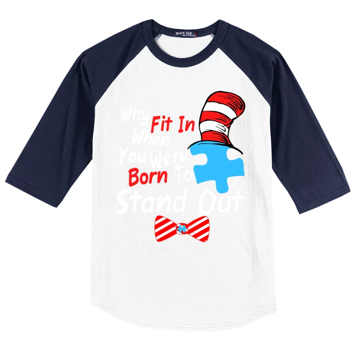 Autism Awareness Why Fit In When You Were Born To Stand Out Puzzle Baseball Sleeve Shirt