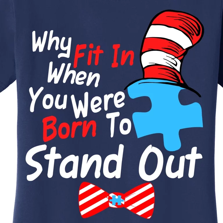 Autism Awareness Why Fit In When You Were Born To Stand Out Puzzle Women's T-Shirt