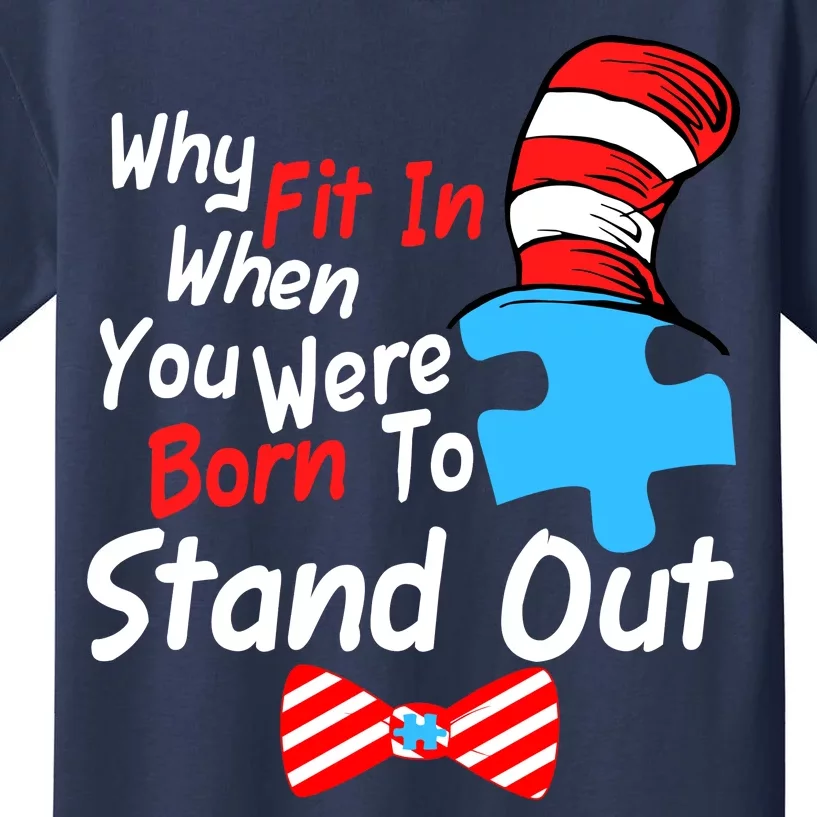 Autism Awareness Why Fit In When You Were Born To Stand Out Puzzle Kids T-Shirt