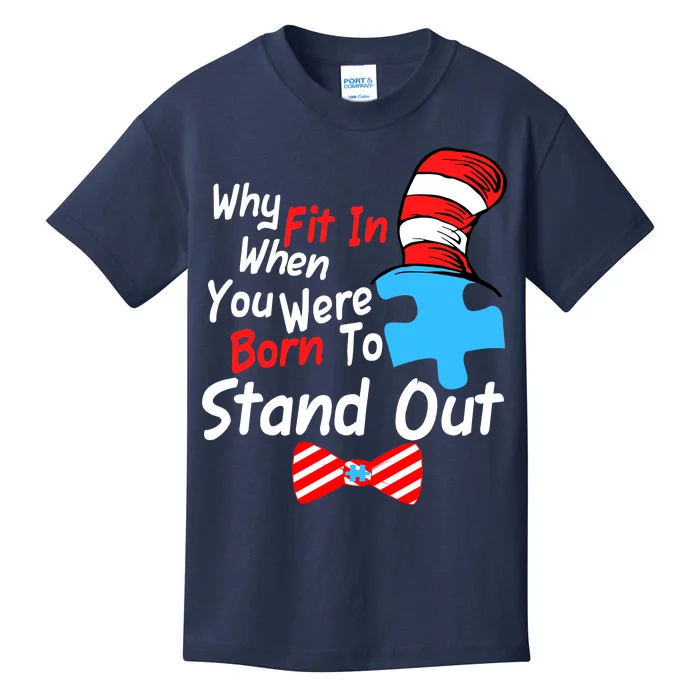 Autism Awareness Why Fit In When You Were Born To Stand Out Puzzle Kids T-Shirt