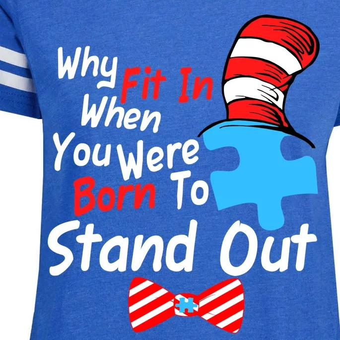 Autism Awareness Why Fit In When You Were Born To Stand Out Puzzle Enza Ladies Jersey Football T-Shirt