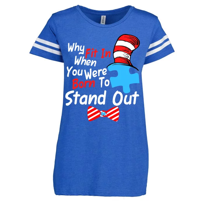 Autism Awareness Why Fit In When You Were Born To Stand Out Puzzle Enza Ladies Jersey Football T-Shirt