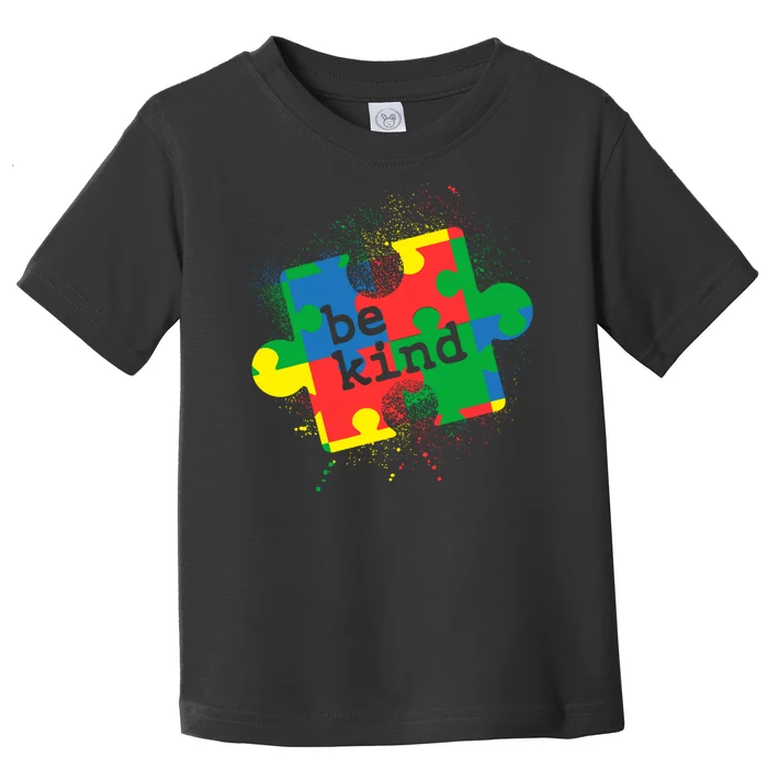 Autism Be Kind Puzzle Piece Splatter Toddler T-Shirt