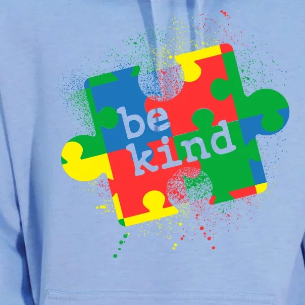 Autism Be Kind Puzzle Piece Splatter Unisex Surf Hoodie