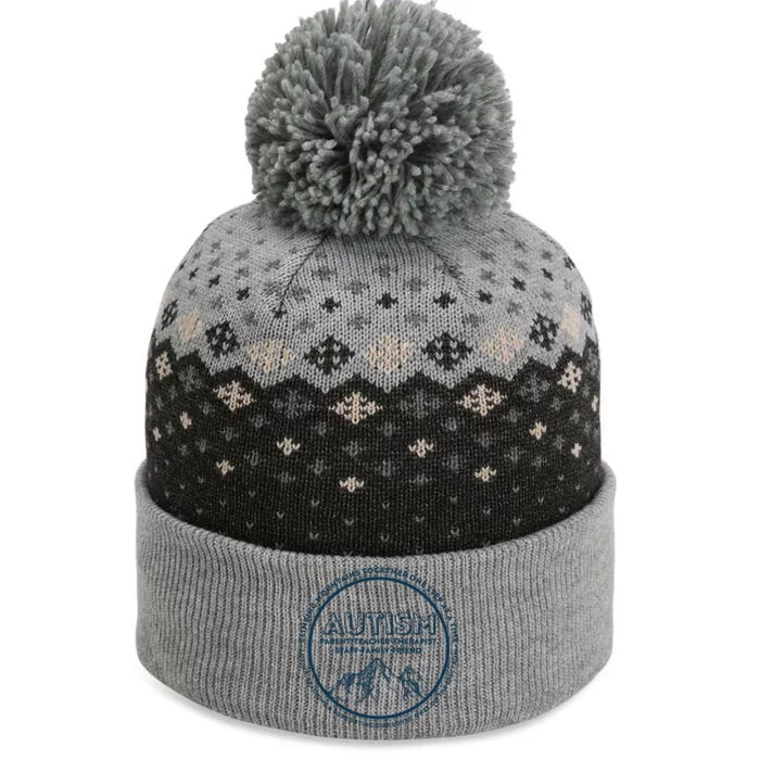 Autism Climbing Mountains Together The Baniff Cuffed Pom Beanie