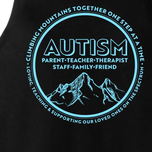 Autism Climbing Mountains Together Ladies Tri-Blend Wicking Tank