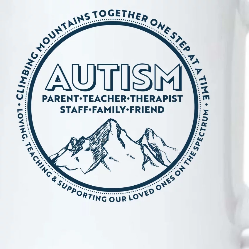 Autism Climbing Mountains Together Black Color Changing Mug