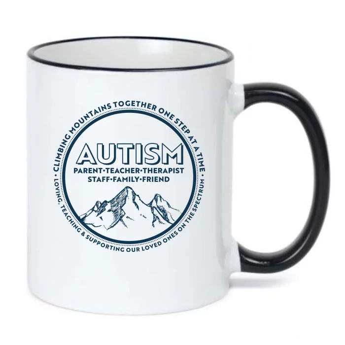 Autism Climbing Mountains Together Black Color Changing Mug