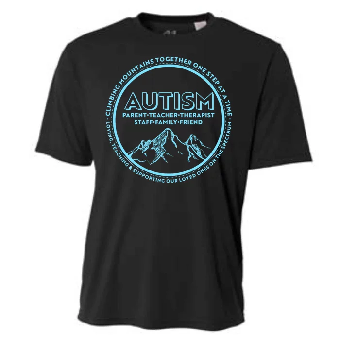 Autism Climbing Mountains Together Cooling Performance Crew T-Shirt