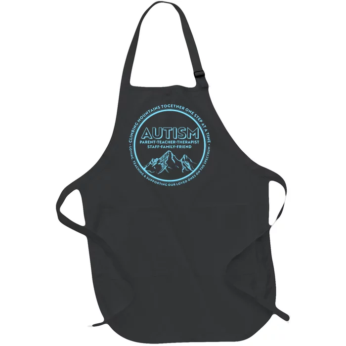 Autism Climbing Mountains Together Full-Length Apron With Pocket