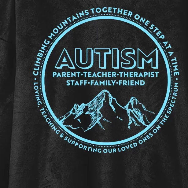 Autism Climbing Mountains Together Hooded Wearable Blanket