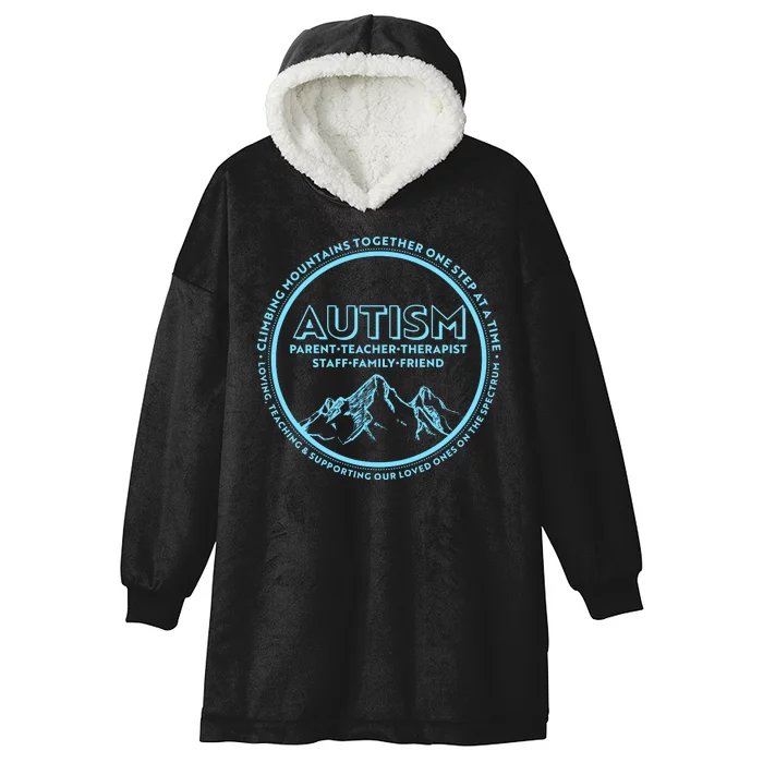 Autism Climbing Mountains Together Hooded Wearable Blanket