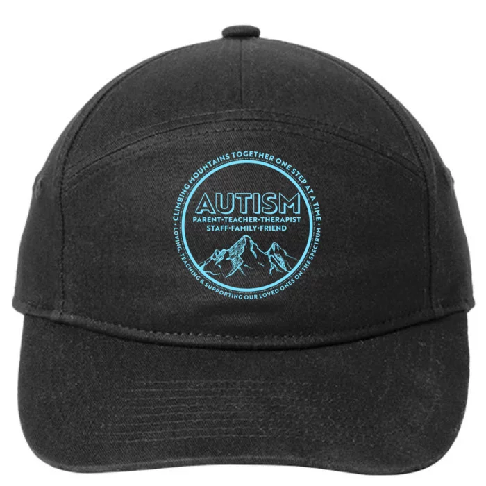 Autism Climbing Mountains Together 7-Panel Snapback Hat