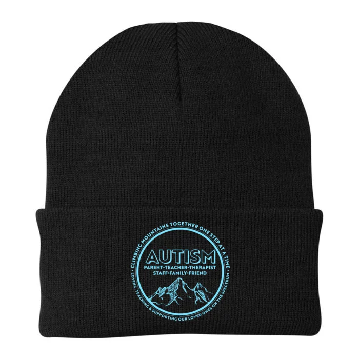 Autism Climbing Mountains Together Knit Cap Winter Beanie