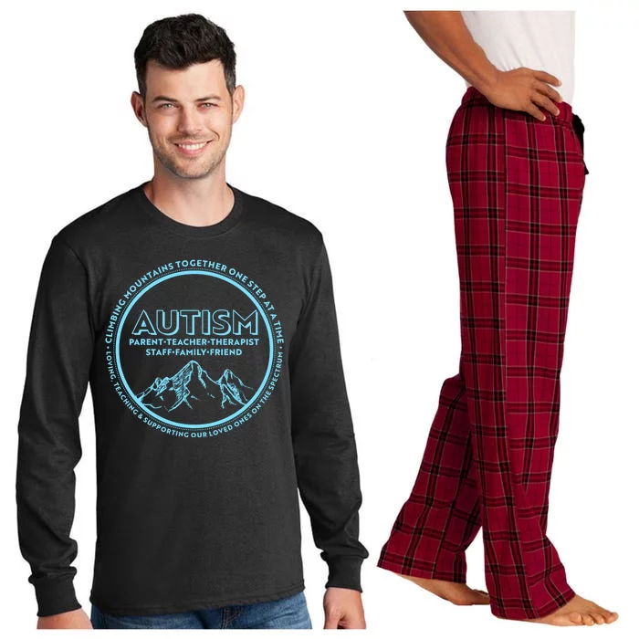 Autism Climbing Mountains Together Long Sleeve Pajama Set