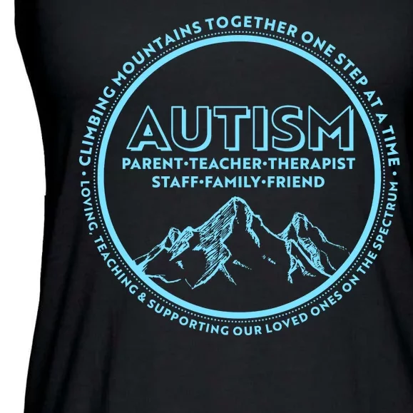 Autism Climbing Mountains Together Ladies Essential Flowy Tank