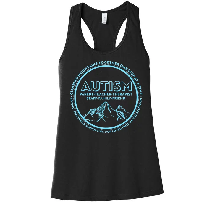 Autism Climbing Mountains Together Women's Racerback Tank