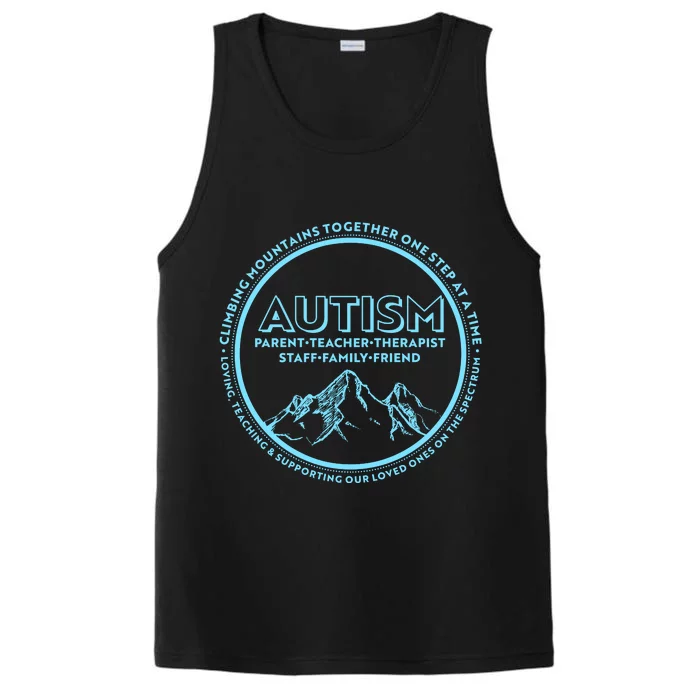 Autism Climbing Mountains Together Performance Tank