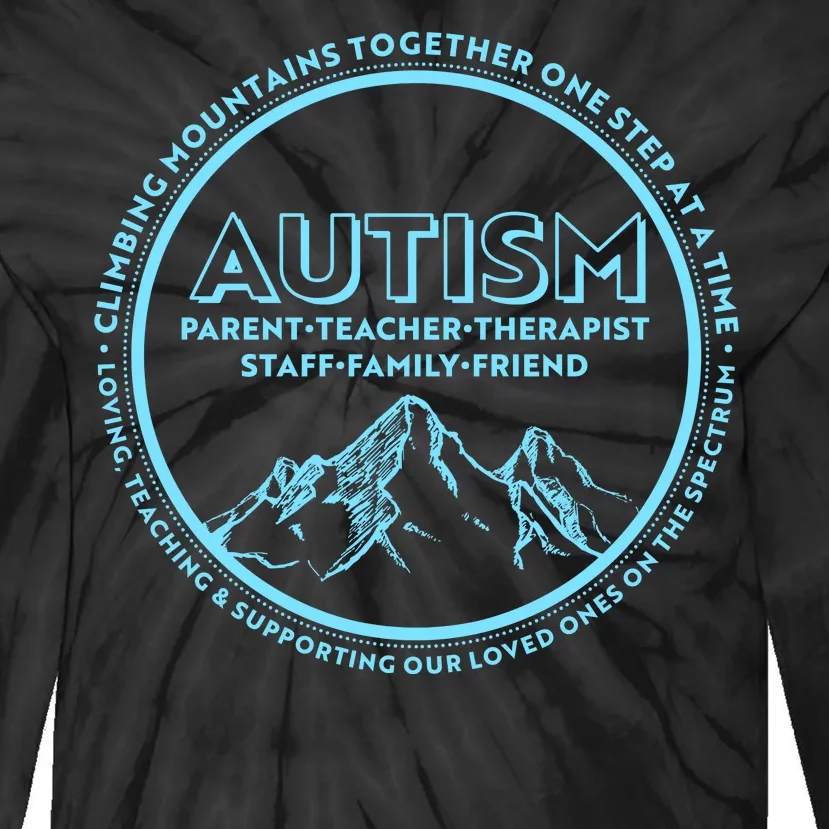 Autism Climbing Mountains Together Tie-Dye Long Sleeve Shirt