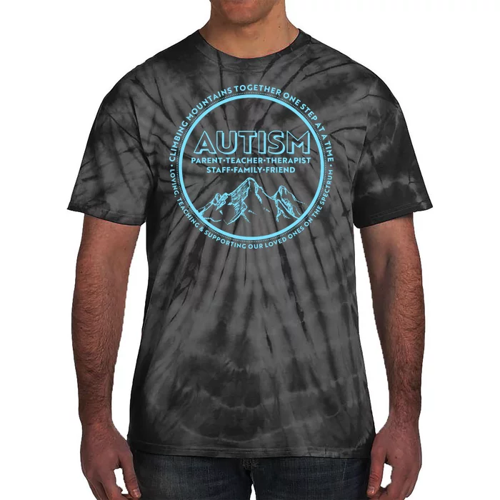 Autism Climbing Mountains Together Tie-Dye T-Shirt