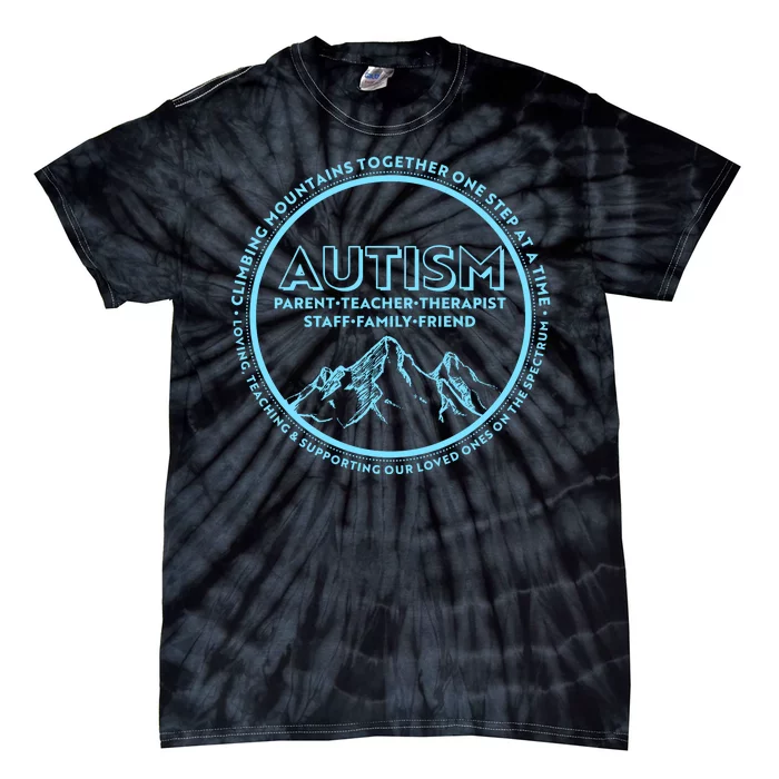 Autism Climbing Mountains Together Tie-Dye T-Shirt