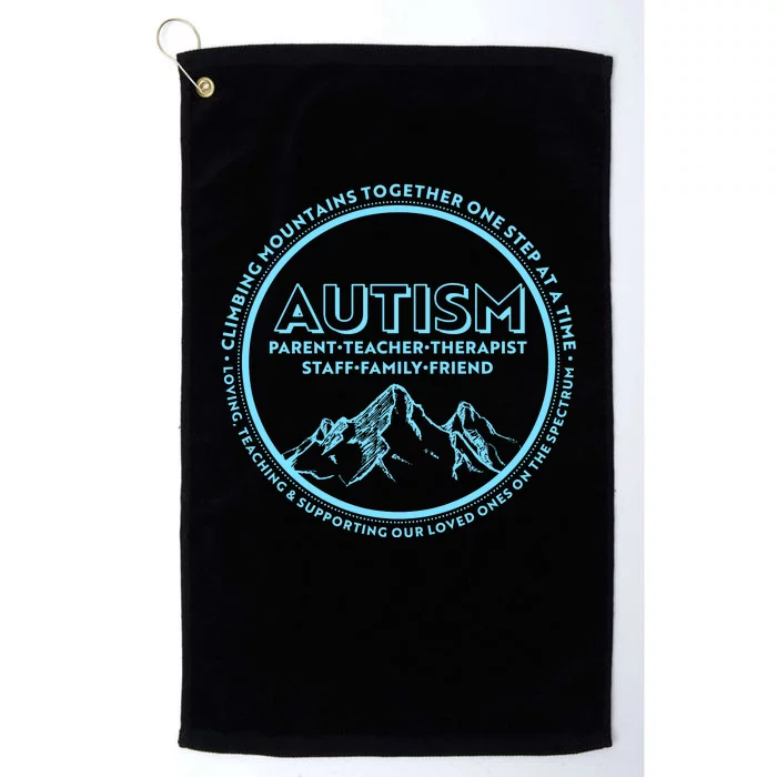 Autism Climbing Mountains Together Platinum Collection Golf Towel