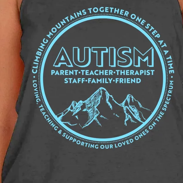 Autism Climbing Mountains Together Women's Knotted Racerback Tank